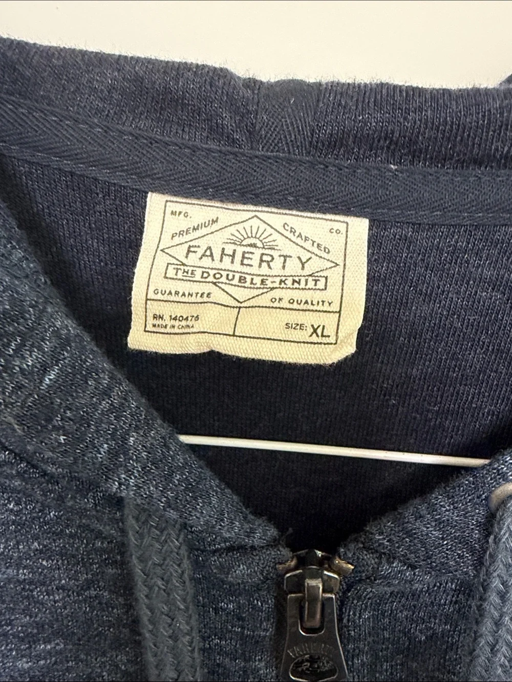Faherty Men's Heather Navy Full-Zip Hoodie Sweater